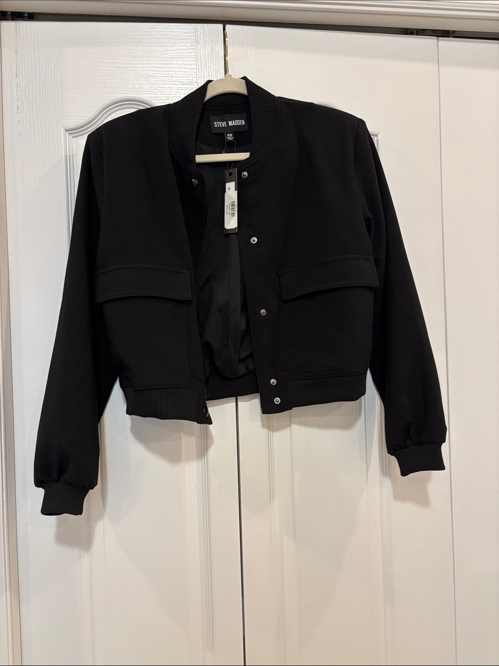 Steve Madden Black Short Bomber Jacket